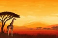 Sprawling Giraffe african savanna tree. Generate Ai Royalty Free Stock Photo