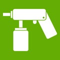 Spray aerosol can bottle with a nozzle icon green