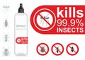 Spray against insects. Stop insects. Bottle with dispenser pump. Deat Pest Bug Logo. Suitable for any Pest related Service. Royalty Free Stock Photo