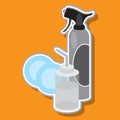 Spray, antiseptic, cotton pads icon on a colored background