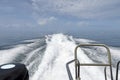 The spray behide speedboat Royalty Free Stock Photo