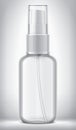 Spray bottle on background. Glossy surface, transparent cap version. Royalty Free Stock Photo