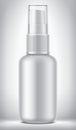 Spray bottle on background. Matt surface, transparent cap version. Royalty Free Stock Photo