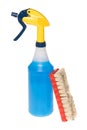 Spray bottle of cleaner with brush