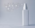 Spray bottle with illustrated bacteria and microbiomes