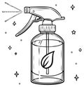 Spray Bottle with Leaf Icon and Spray Mist, Doodle Art for Gardening and Cleaning Solutions Royalty Free Stock Photo