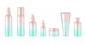 Spray Bottle Mock up Realistic Rose Gold Pastel Cosmetic Soap, Shampoo, Cream, Oil Dropper Set for Skincare Product Background Royalty Free Stock Photo