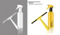 Spray Bottle Mock up Realistic Squeegee Cleaning Object. For Household Wiper Thing on Transparent and White Background