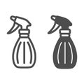 Spray bottle, pulverizer line and solid icon, gardening concept, atomizer vector sign on white background, outline style