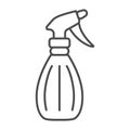 Spray bottle, pulverizer thin line icon, gardening concept, atomizer vector sign on white background, outline style icon