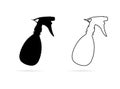 Spray bottle sketch. Hand-drawn cartoon cleaning tool icon - pulverizer. Doodle drawing. Vector illustration.