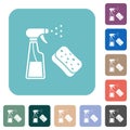 Spray bottle and sponge rounded square flat icons Royalty Free Stock Photo