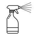 Spray bottle with water mist spraying from nozzle linear icon Royalty Free Stock Photo