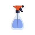 Spray bottle with water. Transparent sprayer with cleaning liquid, detergent. Abstract sprinkler for air and plant