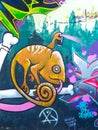 Spray Can Chameleon - Best Of Granada Street Art Royalty Free Stock Photo