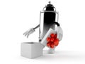 Spray can character with open gift Royalty Free Stock Photo