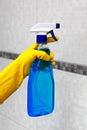 Spray for cleaning in hand Royalty Free Stock Photo
