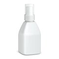 Spray Cosmetic Parfume, Deodorant, Freshener Or Medical Antiseptic Drugs Square Plastic Bottle White.