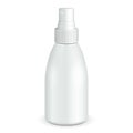 Spray Cosmetic Perfume, Deodorant, Freshener Or Medical Antiseptic Drugs Plastic Bottle White. Illustration Isolated.