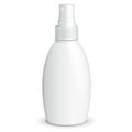 Spray Cosmetic Perfume, Deodorant, Freshener Or Medical Antiseptic Drugs Plastic Bottle White. Royalty Free Stock Photo