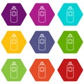 Spray deodorant icons set 9 vector