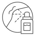 Spray deodorant underarm thin line icon. Armpits and deodorant vector illustration isolated on white. Body freshness