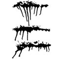 Spray drips banners set. Grunge hand drawn vector illustration.