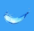 Spray of fresh water closeup on blue background Royalty Free Stock Photo