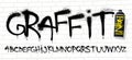 Spray graffiti font. Urban wall tagging lettering, street art text with sprayed paint texture effect and grunge capital