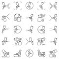 Spray Gun and Paint Sprayer outline vector icons set