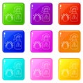 Spray icons set 9 color collection