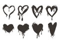 Spray ink hearts. Valentine day heart elements, ink graphic graffiti stains. Abstract paint love and romantic symbols Royalty Free Stock Photo