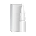 Spray Nasal or Eye Antiseptic Drugs. White Plastic Bottle With Box.