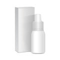 Spray Nasal or Eye Antiseptic Drugs. White Plastic Bottle With Box.