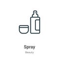 Spray outline vector icon. Thin line black spray icon, flat vector simple element illustration from editable beauty concept Royalty Free Stock Photo