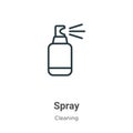 Spray outline vector icon. Thin line black spray icon, flat vector simple element illustration from editable cleaning concept Royalty Free Stock Photo