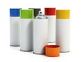 Spray paint cans isolated on white background. 3D illustration Royalty Free Stock Photo