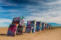 Spray painted cars in the desert