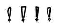 Spray painted graffiti exclamation mark in black over white. Hazard warning symbol Royalty Free Stock Photo