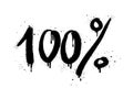 Spray painted graffiti 100 percent sign in black over white. 100 percent drip symbol