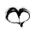 Spray painted heart. Fading graffiti paint. Black color hearts isolated on white background. Faded line hip hop style. Fades