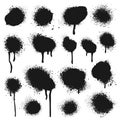 Spray painted texture. Paint splatter dots, graffiti drips and sprayed paints vector set Royalty Free Stock Photo