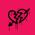 Spray Painted Urban Graffiti Broken heart icon. Sprayed vector illustration isolated. Textured grafitti love break with