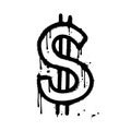 Spray Painted Urban Graffiti dollar icon. Sprayed black sign isolated with a white background. Vector hand drawn