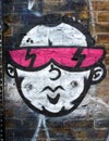 Street art cartoon portrait with Pink sunglasses