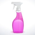 Spray Pistol Cleaner Plastic Bottle White With Pink Violet Purple Liquid Transparent. Royalty Free Stock Photo