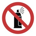 Spray prohibited sign. No spray tabu symbol with flat style, no graffiti quality symbol for prohibition sticker. Vector