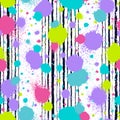 Spray seamless pattern. Repeating random grunge splatter. Color paint backdrop. Background splash printed. Brush strokes texture. Royalty Free Stock Photo