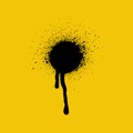 Spray splash on yellow background. Splatter dot. Graffiti spray paint