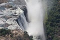 Spray of the Victoria Falls waterfall aerial shots from helicopter